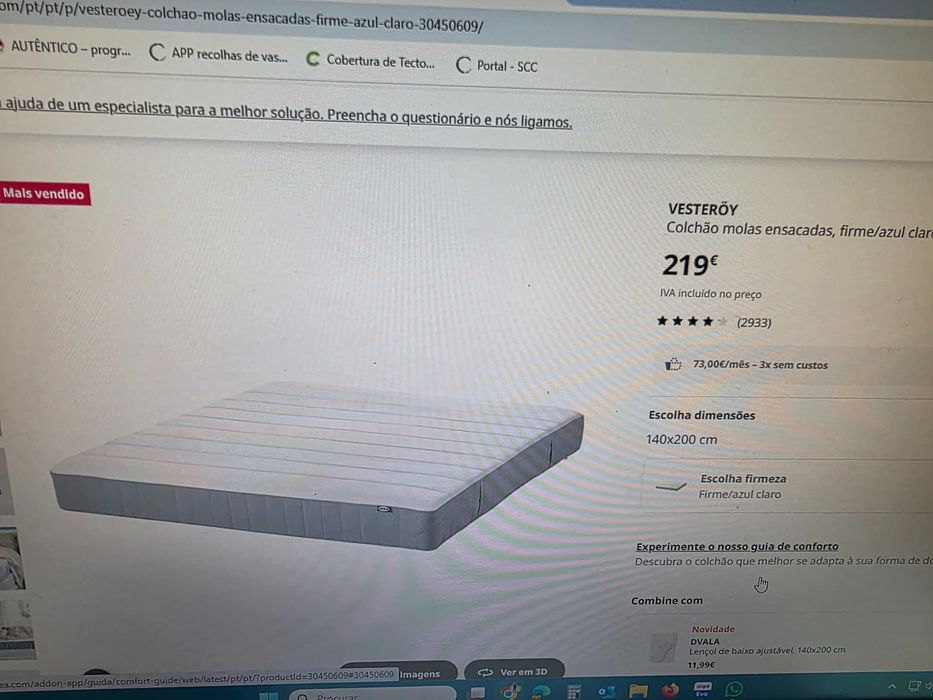 Cama Malm Ikea 140x200 c/colchao