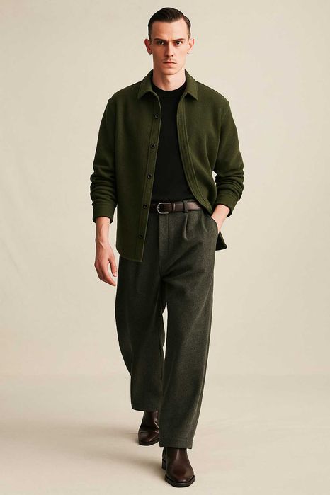 H&m овершот верхня сорочка (куртка) зі суміші вовни regular fit - M