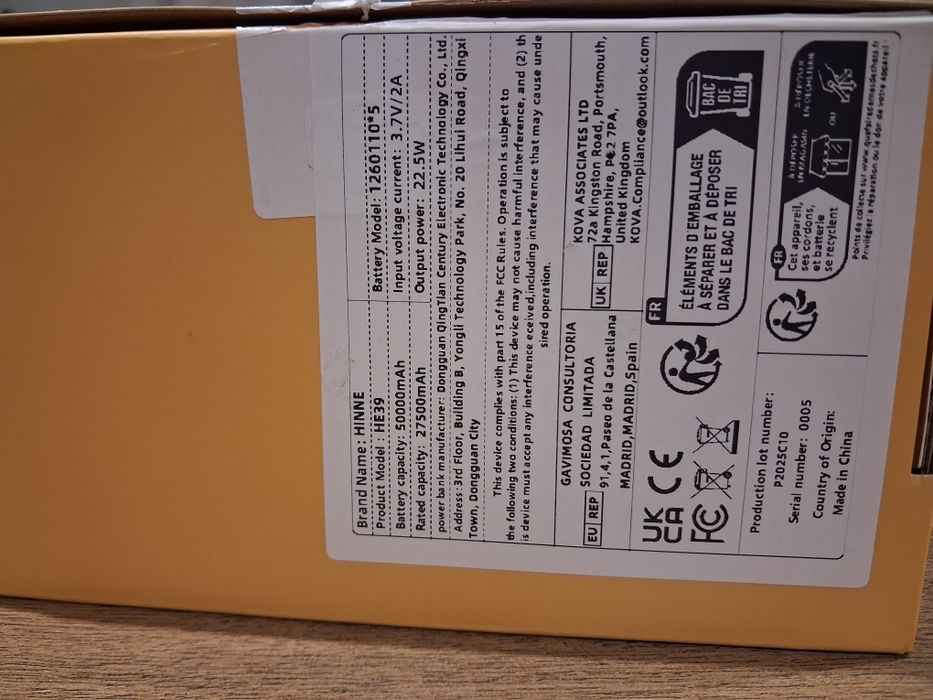 Vendo power bank HINNE HE39. 50000mAh