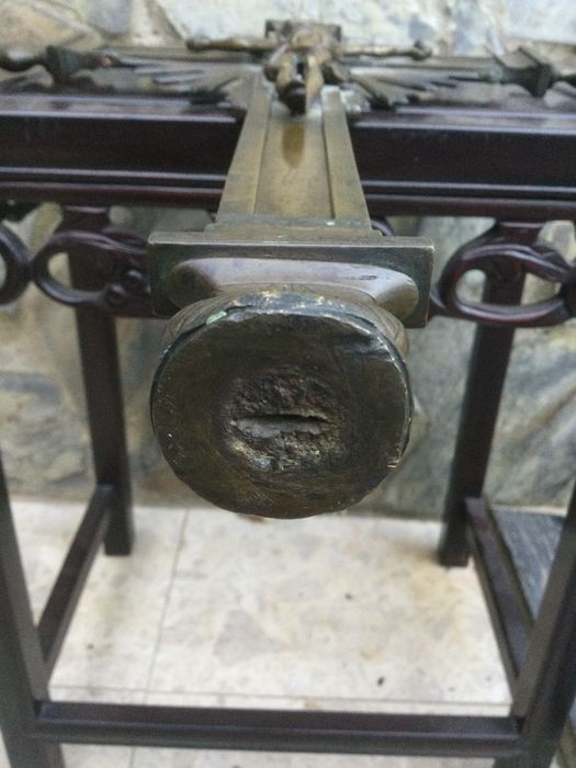 Cruz Cristo Procissão Bronze séc XVIII 52 cm Arte Sácra