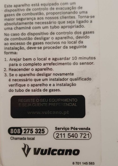 Esquentador inteligente Vulcano Click wrd11-2, Gás Natural, COMO NOVO