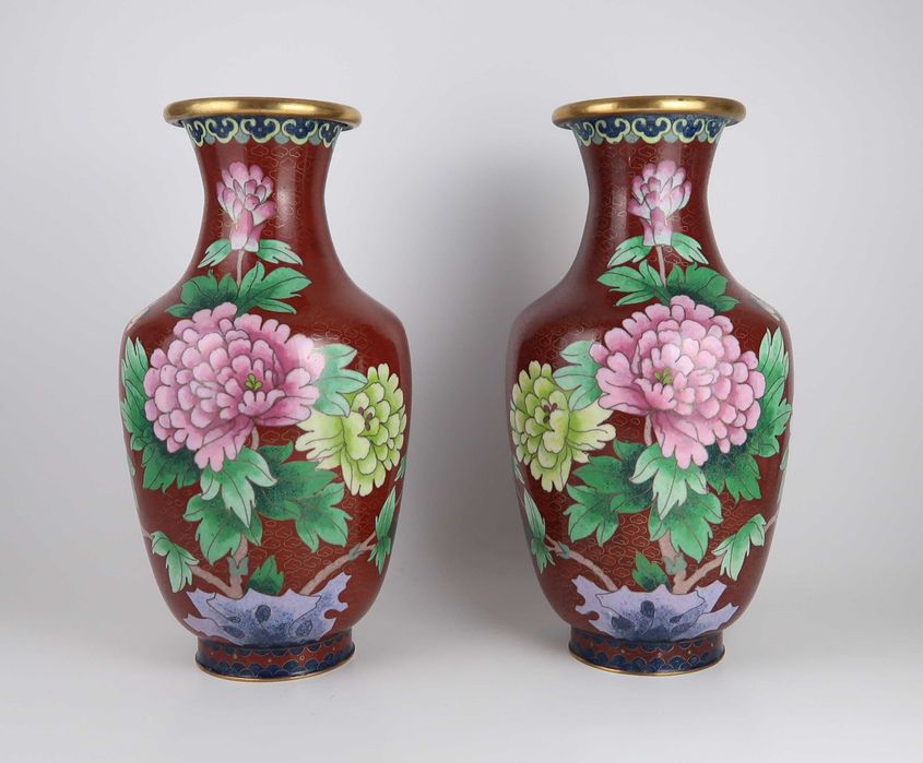 Par de jarras em cloisonné China - 23.5 cm (ref 2)