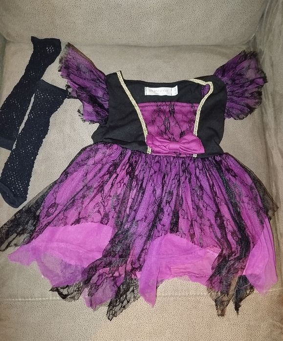 Fato Halloween bruxinha completo 2/3 anos