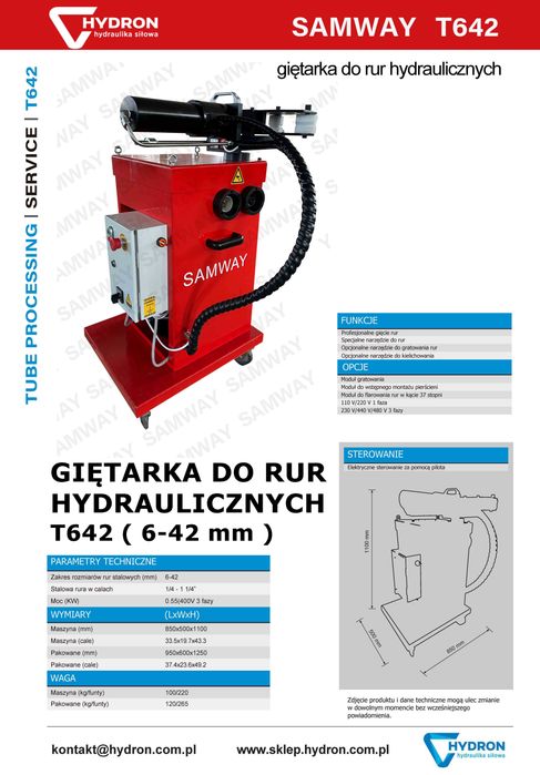 Giętarka do rur hydraulicznych SAMWAY T642 ( 6-42 mm )