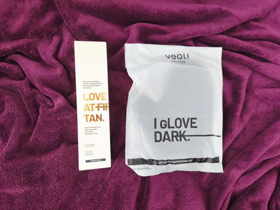 Ekspresowa brązująca pianka VEOLI BOTANICA LOVE AT FIRST TAN AMBER CRUSH + rękawica I gLOVE DARK