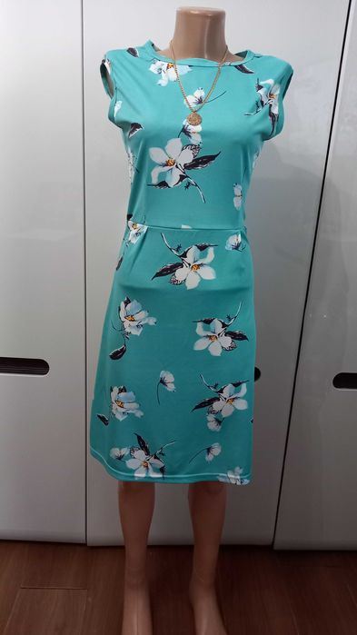 р. M 46 Aiyichu Floral бирюзовое платье в цветочный принт