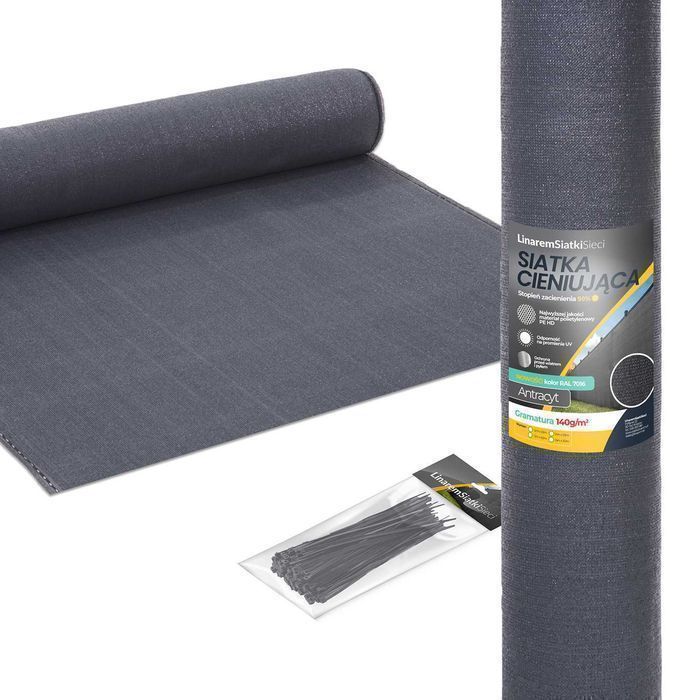 Siatka Cieniująca 90% Grafit Na Ogrodzenie 140 g/m2 1,5m x 25m