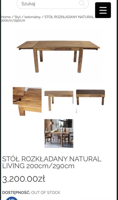 stół kolonialny drewniany