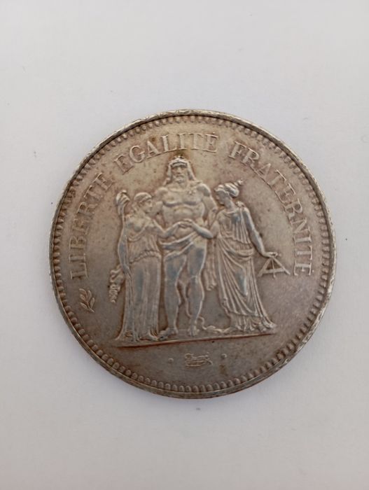 Moeda 50 francos franceses de prata