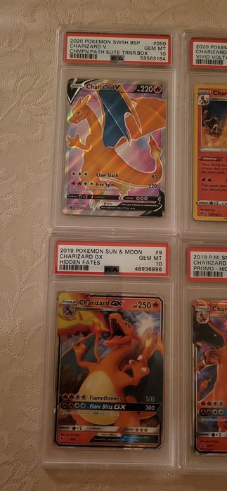 4 slabs de cartas Pokémon Charizard psa 10