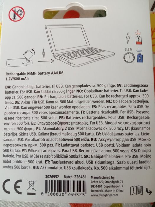 Baterie akumulatory z USB