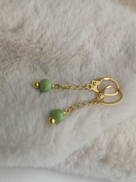 kolczyki z howlitem srebro złocone