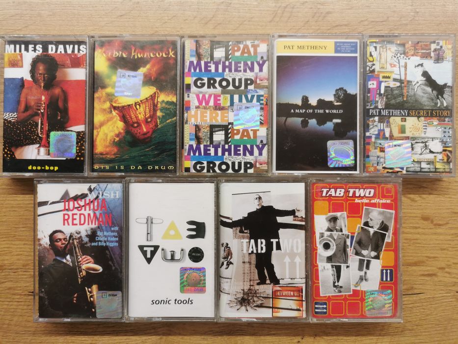 9 kaset magnetofonowych JAZZ–Miles Davis, Pat Metheny, Herbie Hancock