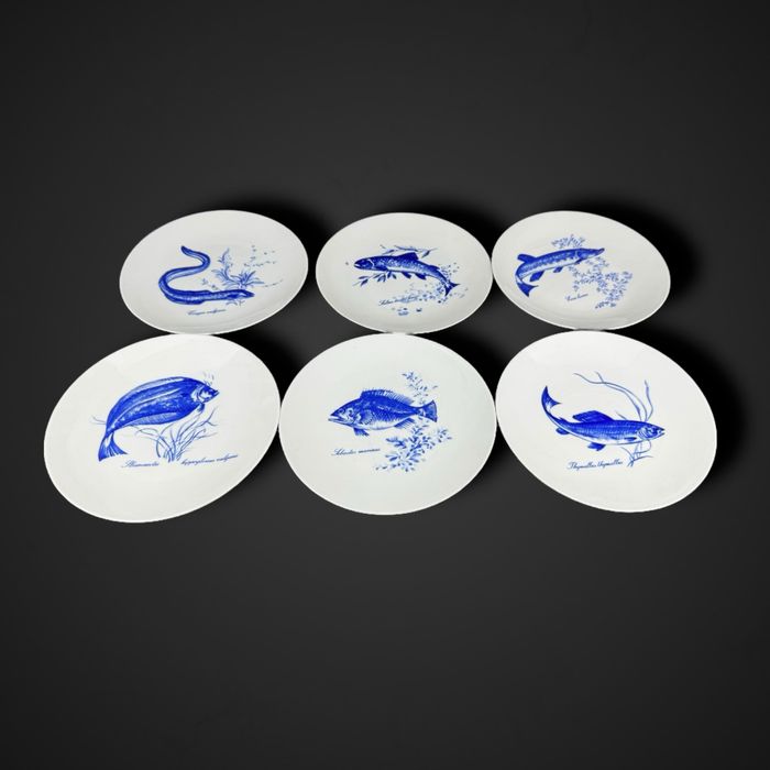 Komplet 6 talerzy obiadowych Kahla z motywami ryb b5/072131