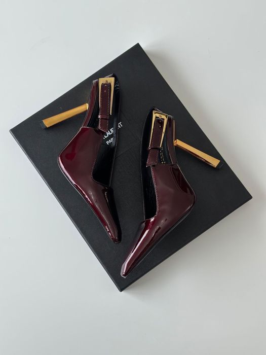 Лакові туфлі слінгбеки , в стилі YSL. Saint Laurent.