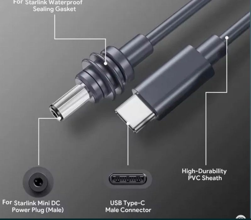 Кабель живлення type-c для Старлінк міні