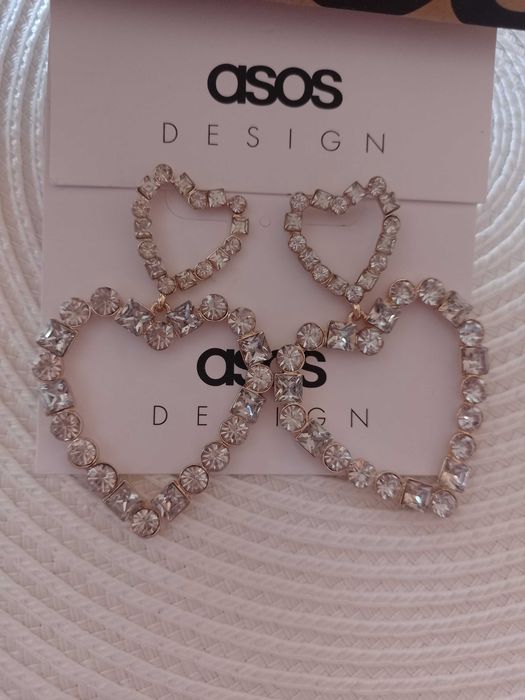ASOS/Bogato zdobione, duże kolczyki z Londynu, serca, NOWE