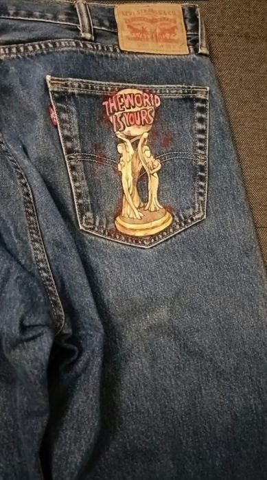 Spodnie Jeans Ręcznie Malowane Scarface Tony Montana Unikat