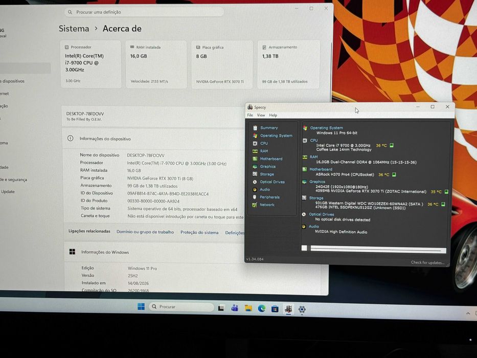 Pc Intel core i7/ RTX 3070 Ti 8GB / Monitor 180Hz,etc