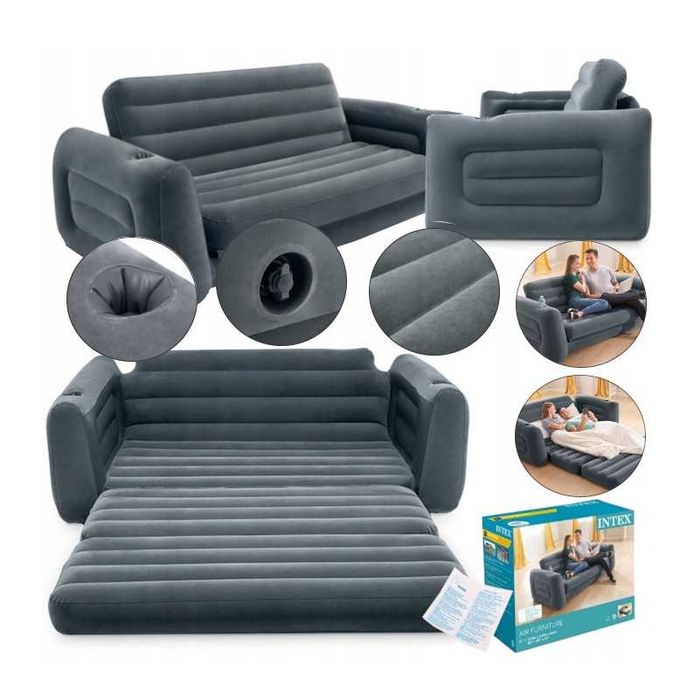 Materac dwuosobowy łóżko kanapa sofa dmuchana INTEX 203x231x66 cm