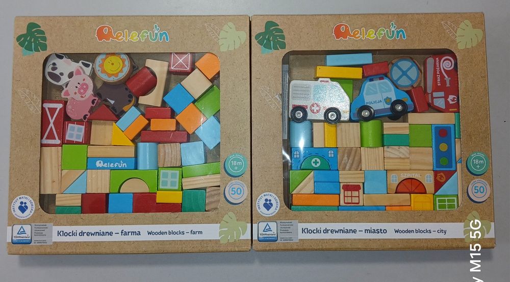 Elefun klocki drewniane FARMA i MIASTO