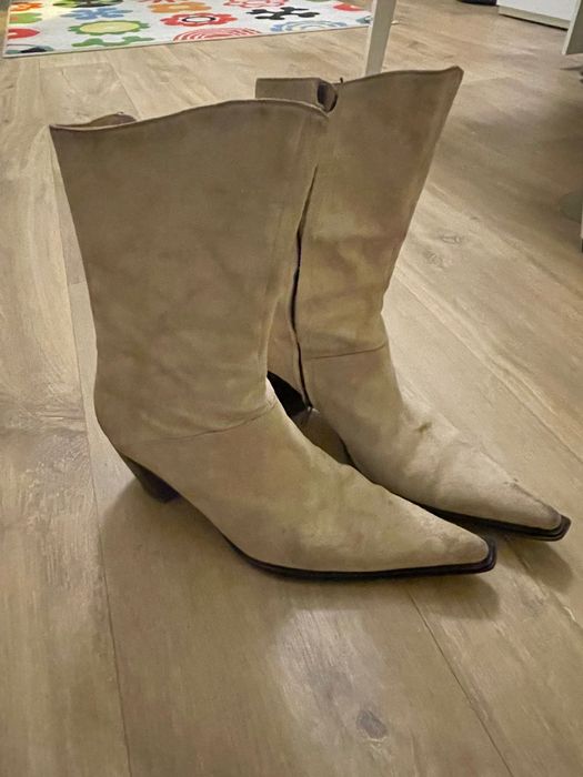 Botas cano curto camurça branca mulher Helsar 37