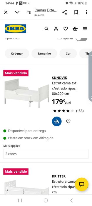 Cama e colchão extensível de menina