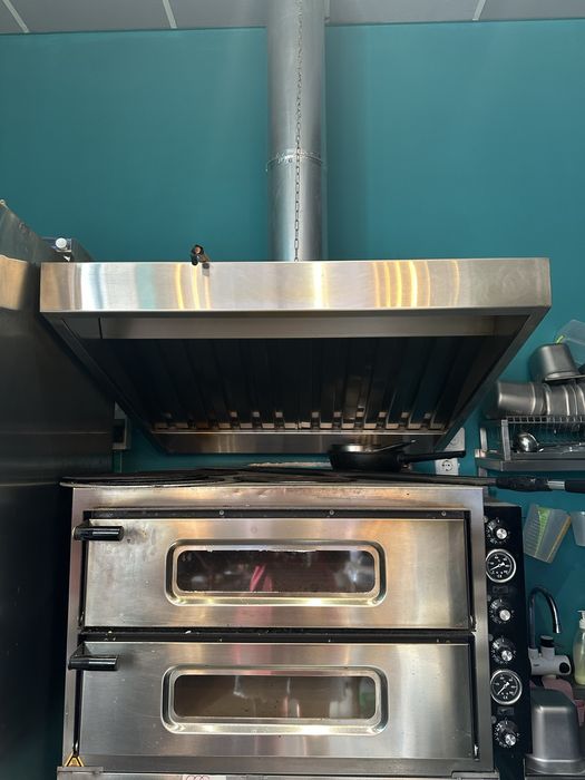 Вытяжной зонт (нержавейка), с жироулавливателем, с мотором и трубой