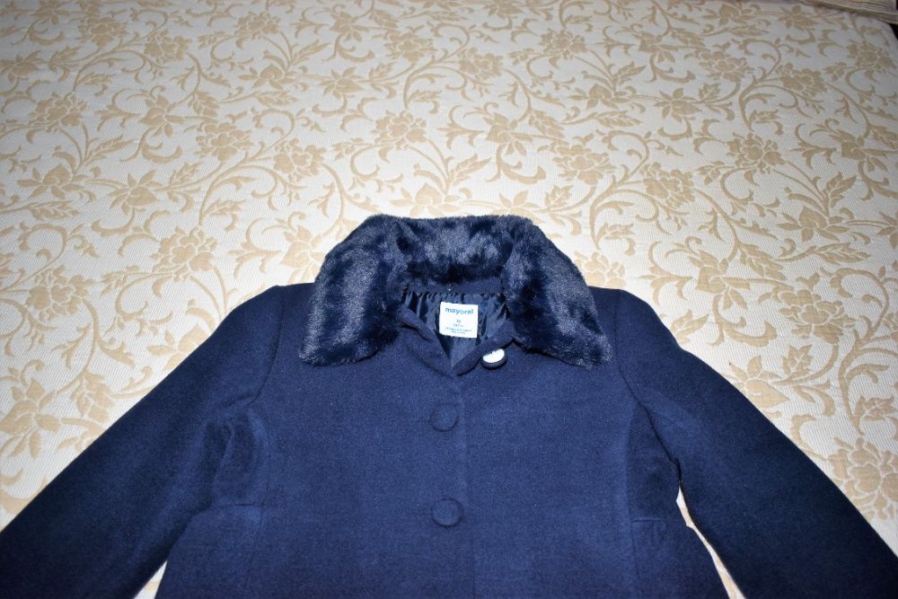 Casaco comprido para menina - azul escuro liso
