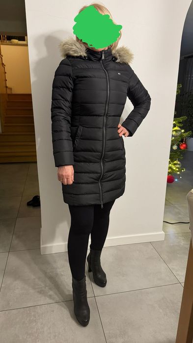 Tommy Hilfiger - kurtka zimowa czarna, puch naturalny - rozmiar S