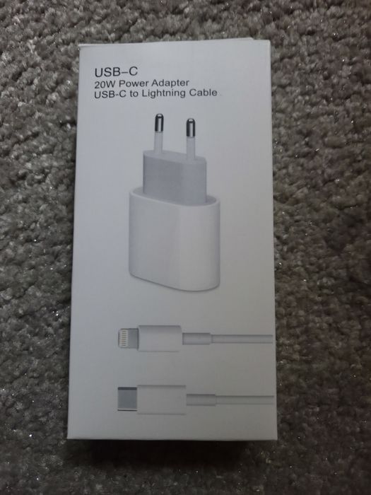 Szybka Ładowarka Do IPhone 20W + Kabel  USB-C/ Iphone Lighting