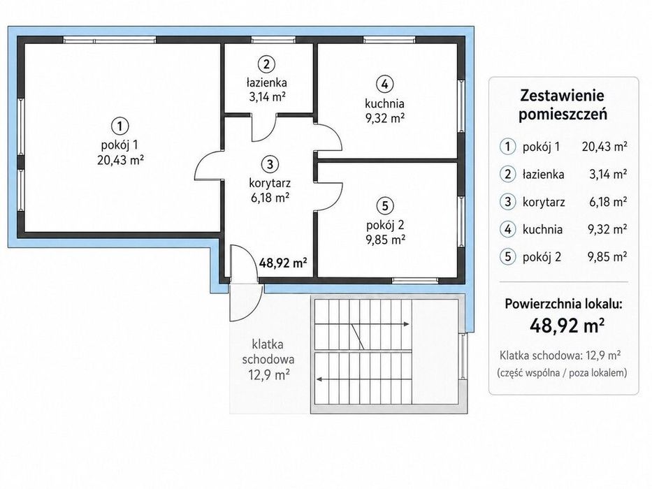 2-pokojowe mieszkanie na Łazarzu 48,92m2