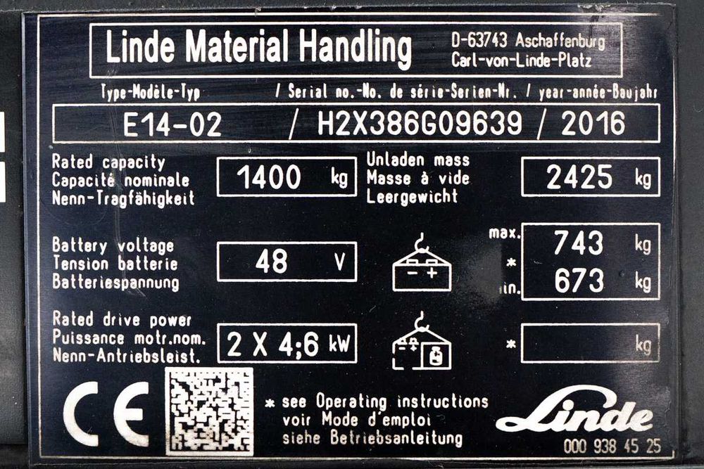 Empilhador Linde E14-02 - 1400 kg | usado