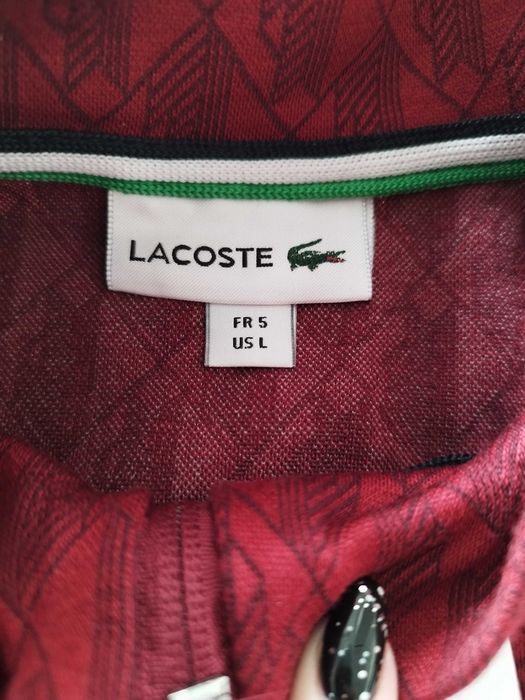 Dres męski Lacoste monogram, L, burgund, czerwony, bordo