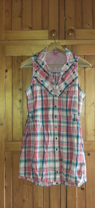 Koszula Bezrękawnik George Rozmiar 44 - Długa Tunikowa Czerwona Krata