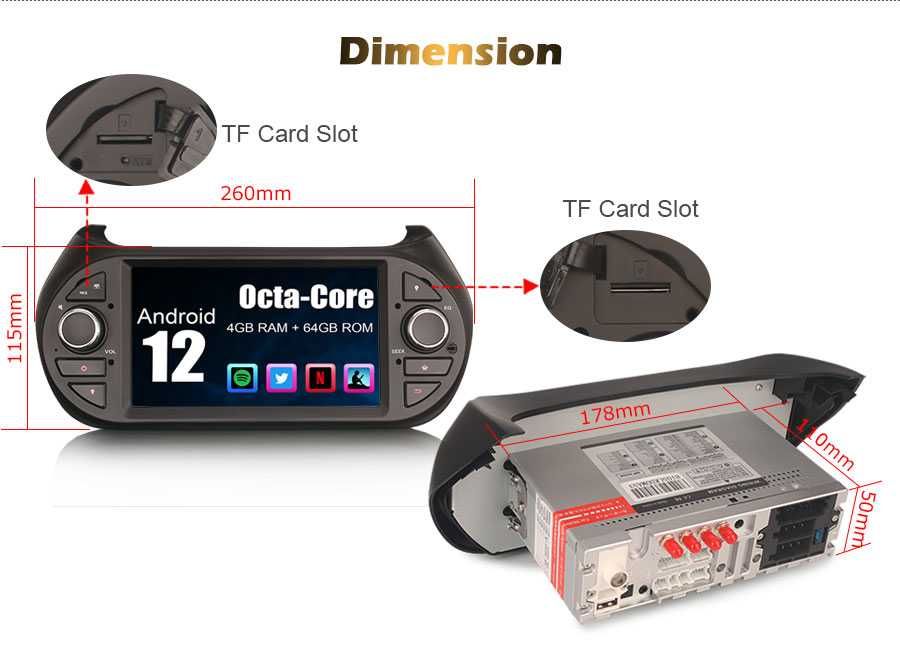 Auto-rádio 2 din Android 14 Peugeot / Honda / Kia / Fiat / Citroen
