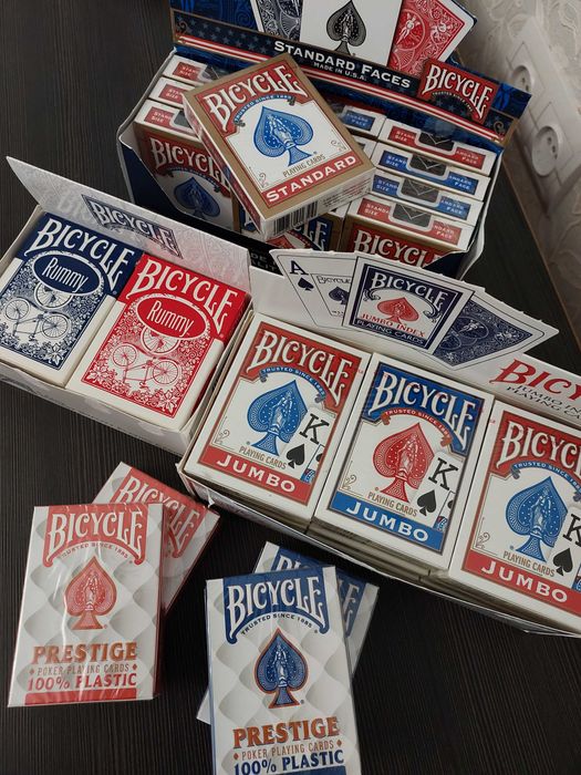 Карты игральные BICYCLE: 
Jumbo,  STANDARD, PRESTIGE, RUMMY.