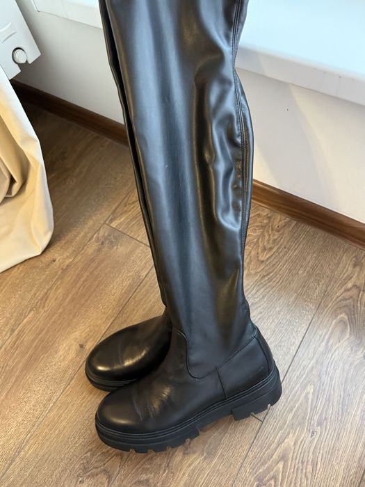 Шкіряні чоботи Tommy Hilfiger Monochromatic Over The Knee Boot