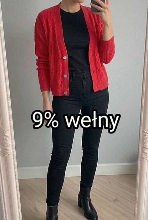 Czerwony kardigan z wełną Christian Berg