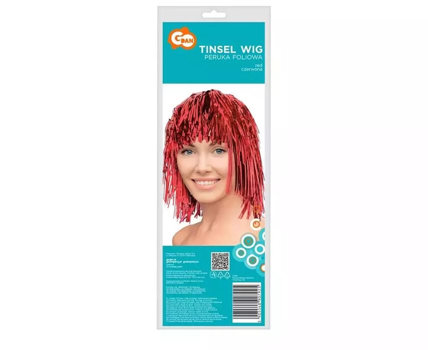 Peruka Foliowa Czerwona. Nowy Produkt