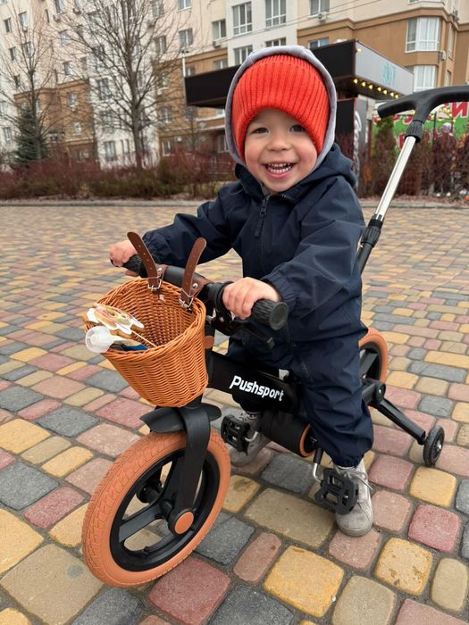 Велосипед беговел 2в1 з батьківськой ручкой