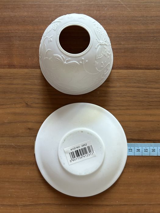 Litofan, świecznik na tealight bialy w motylki