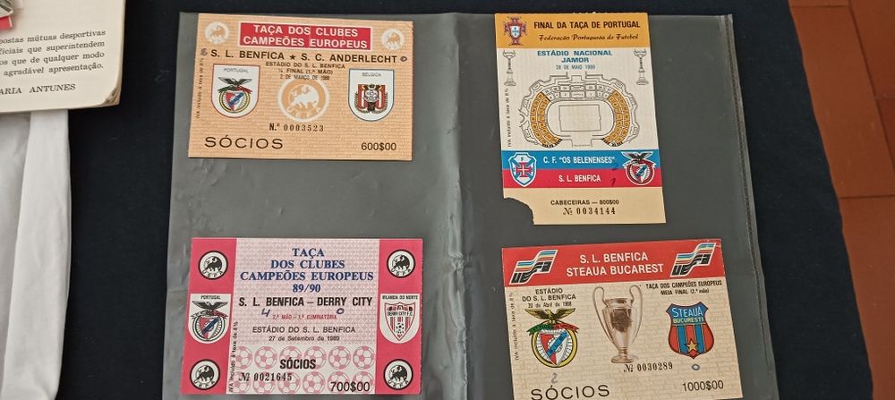 Bilhetes de futebol antigos