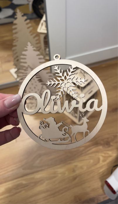 Bombka swiateczna ze sklejki z imieniem