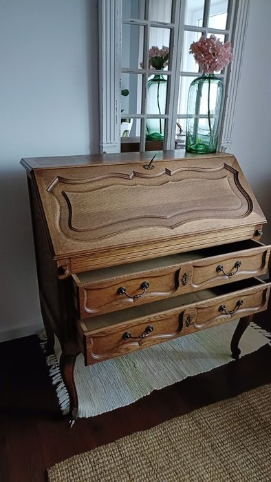 Sekretarzyk drewniany biurko komoda