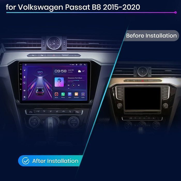 VW Passat B8 2015–2020 – Radio Android 15 10.1" CarPlay Android Auto 2GB/32GB GPS Nawigacja Stacja Multimedialna WiFi Bluetooth DSP PL