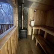 Здаю новий двохпов. зруб з каміном на 12чол.(баня та чан) ліс, Десна