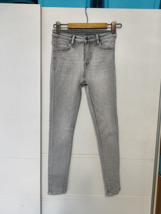 Rurki jeansowe jasno szare kryształki jak svarowski s