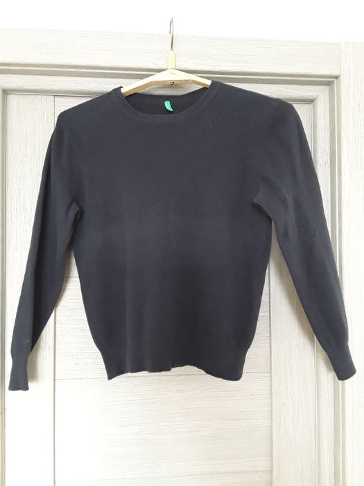 Джемпер мужской черный тонкий шерсть ангора разм.48, Benetton