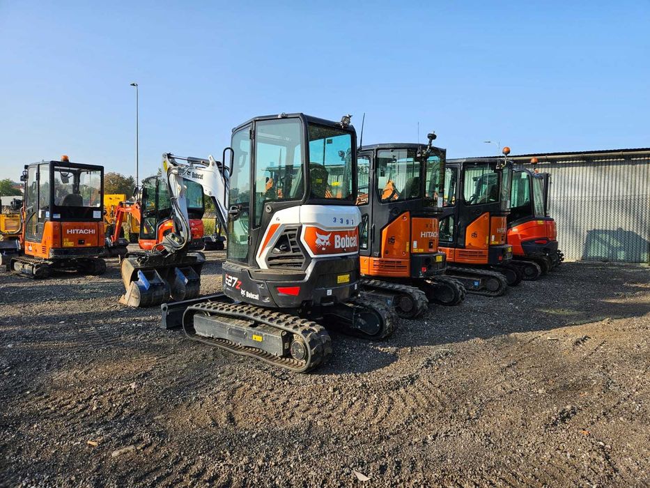 Wynajem Minikoparki Bobcat E19, E26, E35 Kubota KX018-4, 2 t, 3,5t,